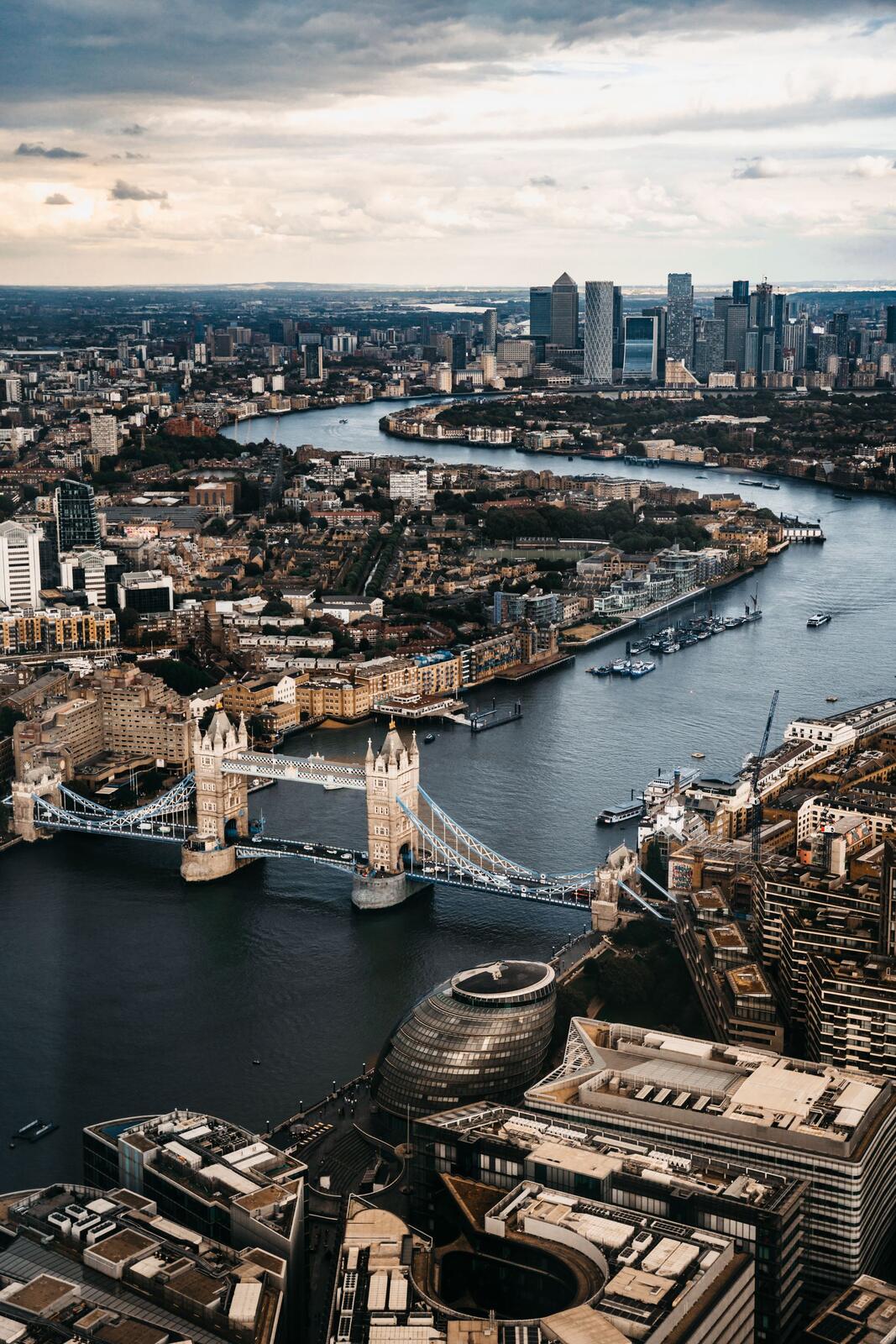 The River Thames winding through London